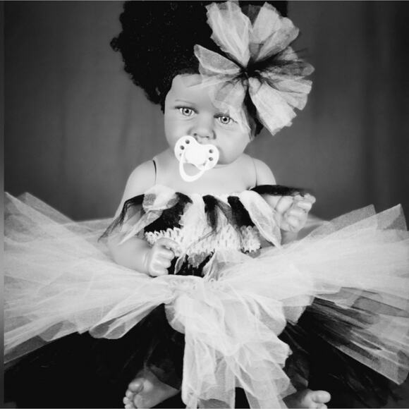 BLACK FRIDAY SALE - Baby TuTu Dress & Headband Black & Yellow Size NB - 6 Mos. - Picture 2 of 10